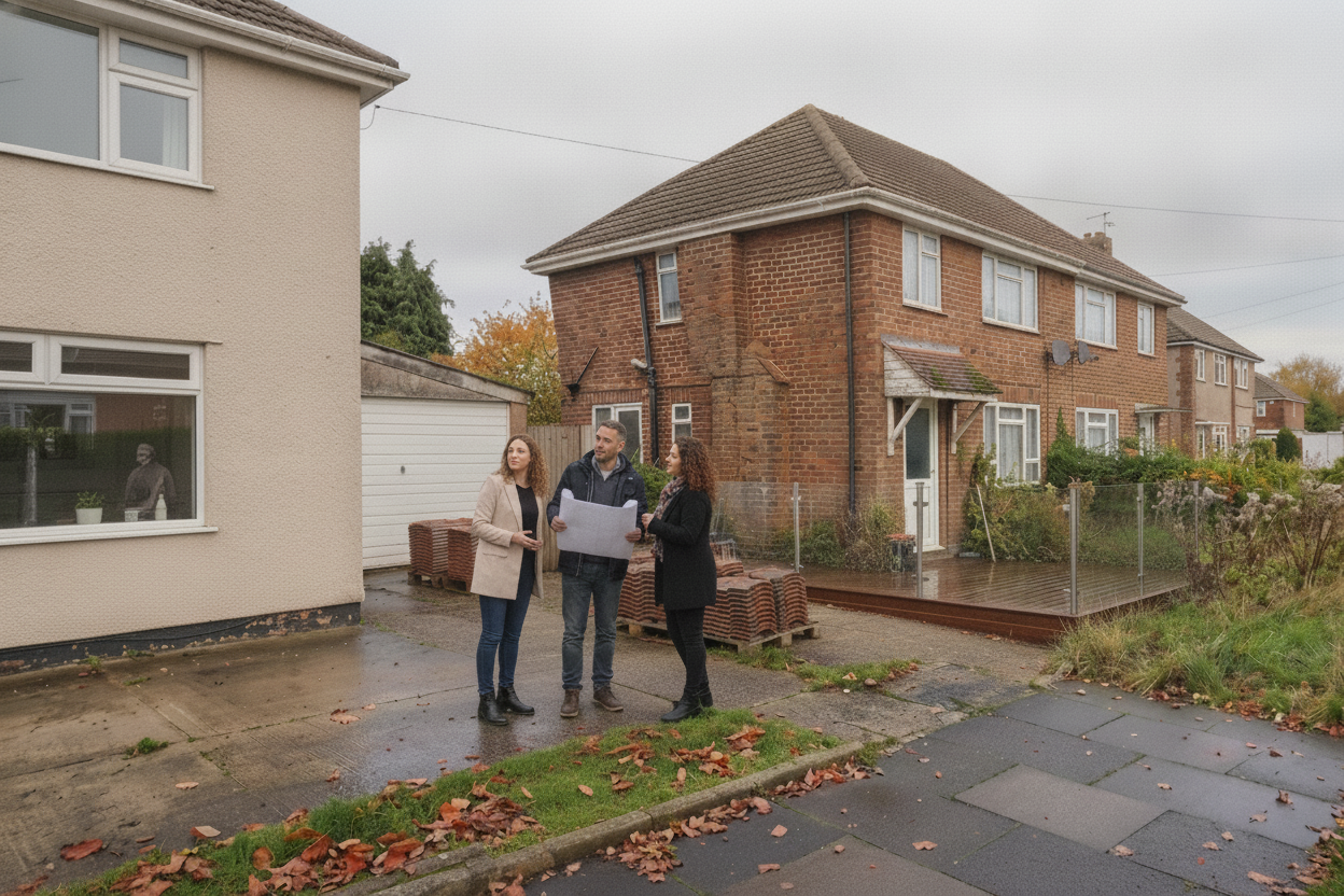 Homeowners discussing with their insurer